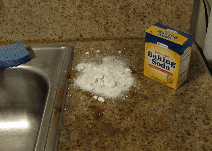 get stains out of granite with baking soda