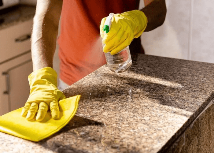 clean cloth to remove the granite countertop's sealer