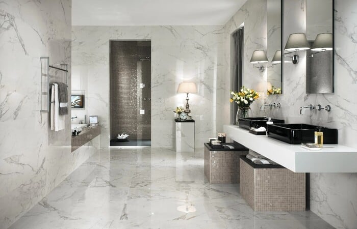calacutta marble bathroom