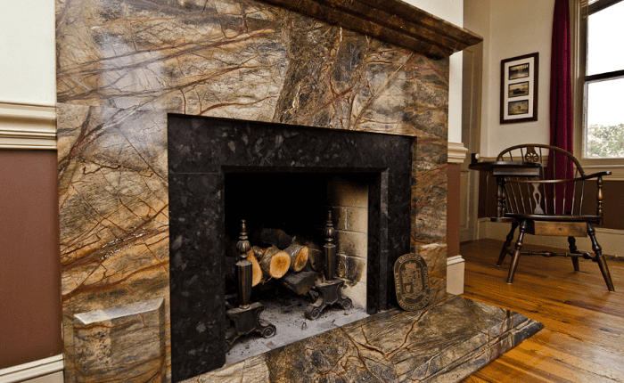 antique brown fireplace