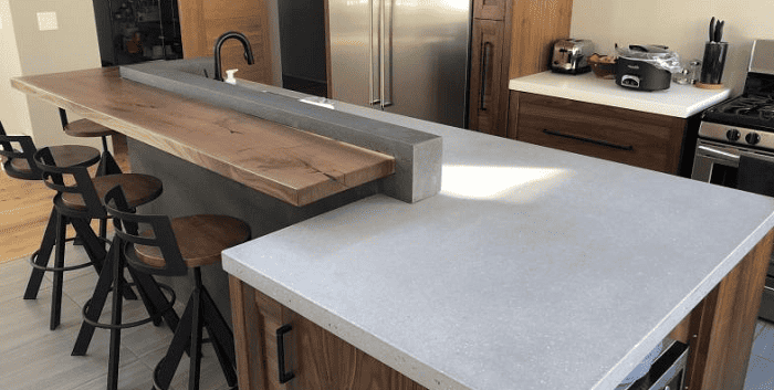 concrete worked countertop