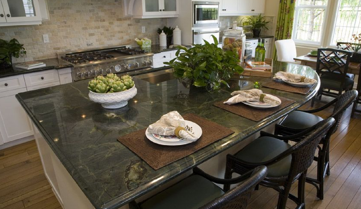 olive green granite countertop