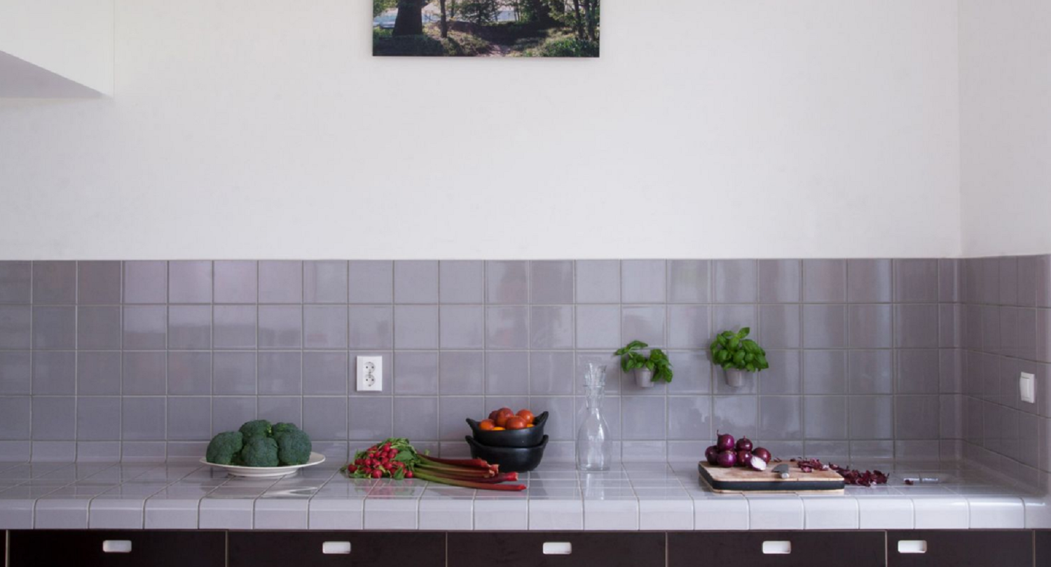 gray tile counters