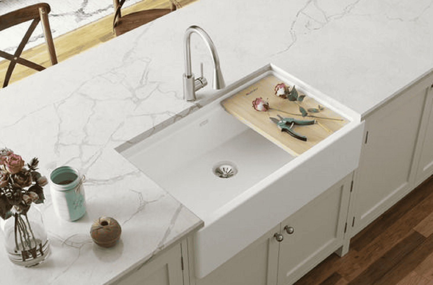 kitchen countertop in white color