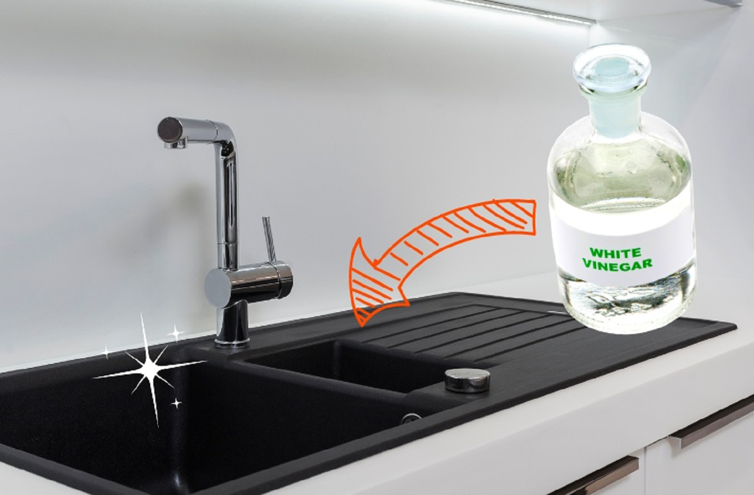 white vinegar for cleaning sink