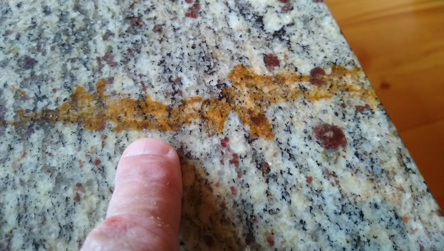 discoloration in granite