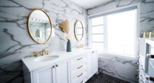 quartz vs marble bathroom